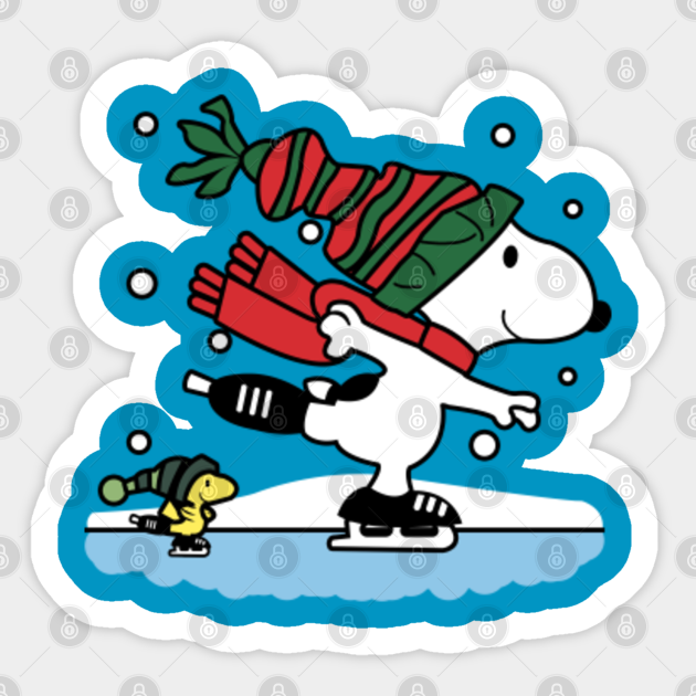 Snoopy Ice Skating Snoopy Gifts Sticker TeePublic